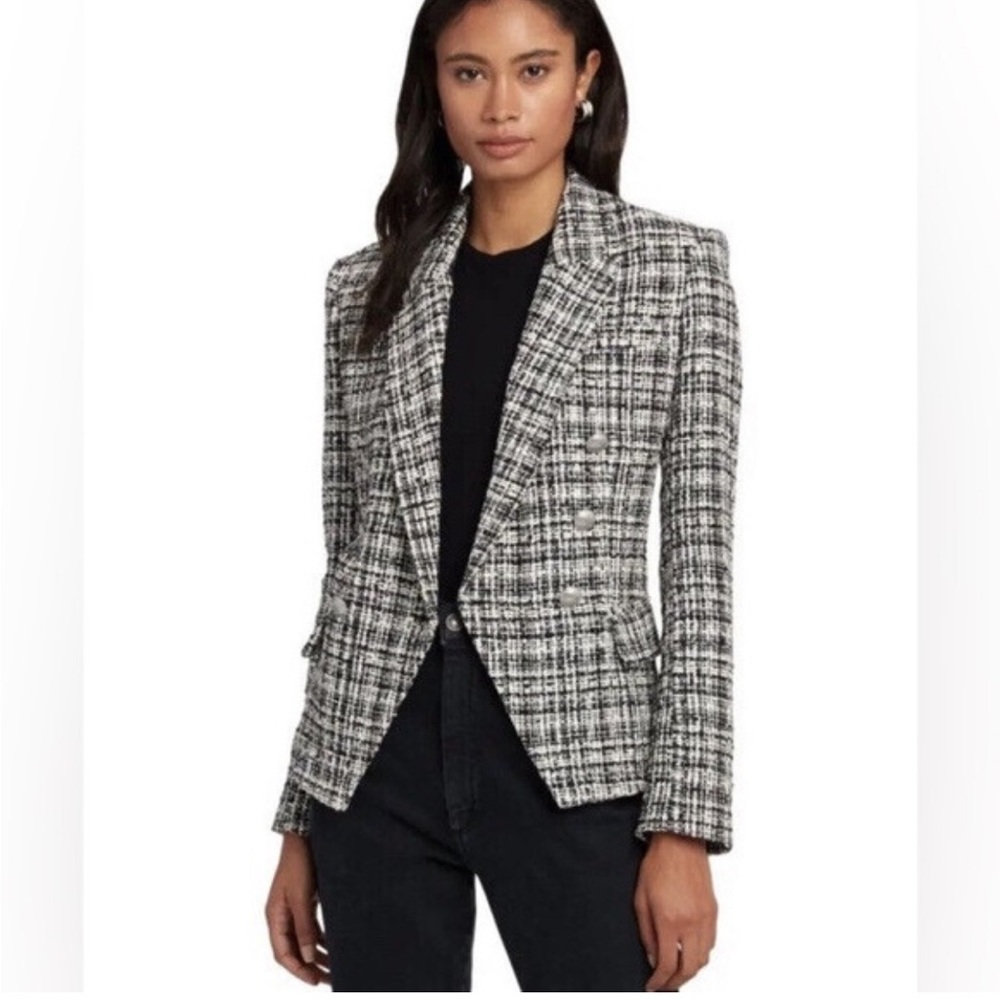 L'AGENCE Kenzie Double Breasted Tweed Blazer